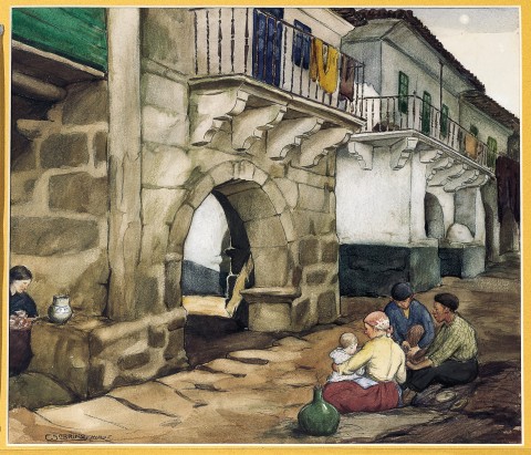 Soportales en el puerto de Muros